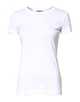 Dolce & Gabbana White Cotton Crew Neck Short Sleeves T-shirt