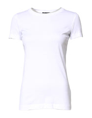 Dolce & Gabbana White Cotton Crew Neck Short Sleeves T-shirt