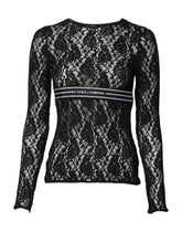 Dolce & Gabbana Black Floral Lace Long Sleeves Pullover Top