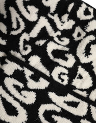 Dolce & Gabbana Black White Wool Knitted Winter Beanie Hat