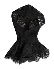 Dolce & Gabbana Black Floral Lace Whole Head Wrap Hat