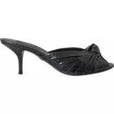 Dolce & Gabbana Black Python Leather Heels Slides Shoes