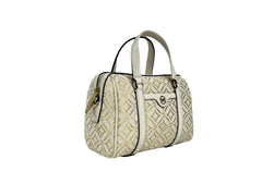 Michael Kors Travel Small Pebbled Leather Duffle Crossbody Handbag Pale Gold Multi