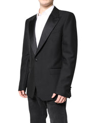 Dolce & Gabbana Black Wool Single Breasted Coat Blazer