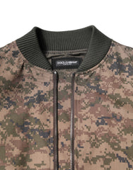 Dolce & Gabbana Brown Camouflage Bomber Full Zip Jacket