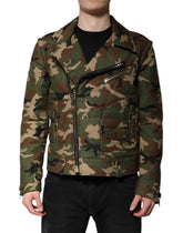 Dolce & Gabbana Multicolor Camouflage Nylon Biker Jacket