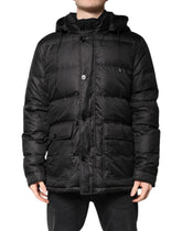 Dolce & Gabbana Black Hooded Parka Coat Winter Jacket
