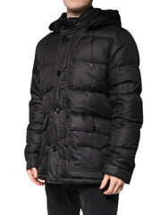 Dolce & Gabbana Black Hooded Parka Coat Winter Jacket