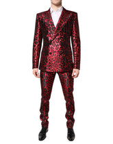Dolce & Gabbana Red Leopard Double Breasted 2 Piece Suit