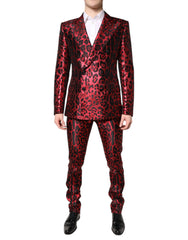 Dolce & Gabbana Red Leopard Double Breasted 2 Piece Suit