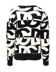 Dolce & Gabbana White Black Logo Print Women Pullover Sweater