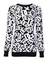 Dolce & Gabbana Black White Logo Print Women Pullover Sweater