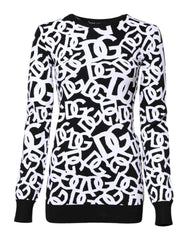 Dolce & Gabbana Black White Logo Print Women Pullover Sweater