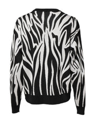 Dolce & Gabbana Black White Print Women Pullover Sweater
