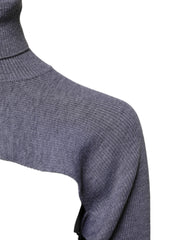 Dolce & Gabbana Gray Wool Knit Turtleneck Cropped Top Sweater