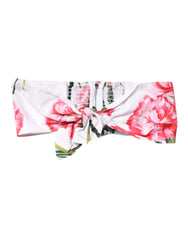 Dolce & Gabbana White Floral Print Cropped Bustier Corset Top