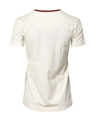 Dolce & Gabbana White Cotton Print Short Sleeves Top T-shirt