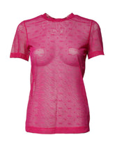 Dolce & Gabbana Pink Nylon See Through Women Short Sleeves Top