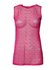 Dolce & Gabbana Pink Nylon See Through Women Sleeveless Tank Top