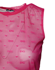 Dolce & Gabbana Pink Nylon See Through Women Sleeveless Tank Top