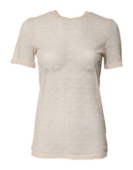 Dolce & Gabbana Ivory Nylon See Through Women Short Sleeves Top