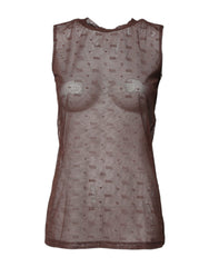 Dolce & Gabbana Brown Nylon See Through Women Sleeveless Tank Top