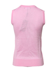 Dolce & Gabbana Pink Cashmere Round Neck Sleeveless Tank Top