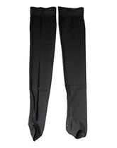 Dolce & Gabbana Black Viscose Stretch Over Calf Stockings Socks