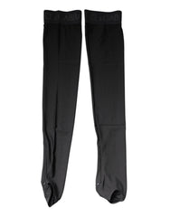 Dolce & Gabbana Black Viscose Stretch Over Calf Stockings Socks