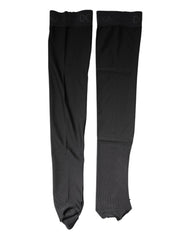 Dolce & Gabbana Black Viscose Stretch Over Calf Stockings Socks