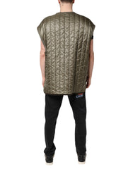 Dolce & Gabbana Brown Logo Plaque Quilted Vest Jacket