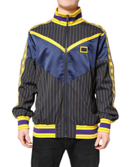 Dolce & Gabbana Black Striped Logo Full Zip Bomber Jacket