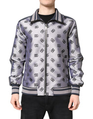 Dolce & Gabbana Gray Logo Monogram Full Zip Bomber Jacket