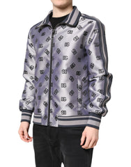 Dolce & Gabbana Gray Logo Monogram Full Zip Bomber Jacket