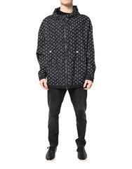 Dolce & Gabbana Black Heart Print Hooded Windbreaker Jacket