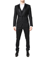 Dolce & Gabbana Black Wool Single Breasted 3 Piece Suit
