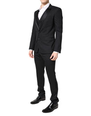 Dolce & Gabbana Black Wool Single Breasted 3 Piece Suit