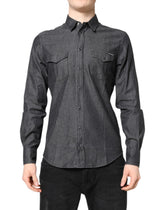 Dolce & Gabbana Gray Cotton Long Sleeves Casual Shirt