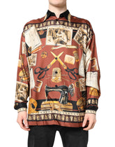 Dolce & Gabbana Multicolor Tailor Print Silk Casual Shirt