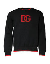 Dolce & Gabbana Black Nylon DGLogo Knit Men Pullover Sweater