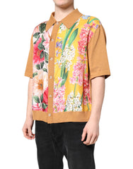 Dolce & Gabbana Brown Floral Collared Short Sleeve T-shirt
