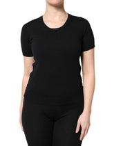 Dolce & Gabbana Black Cotton Round Neck Short Sleeve T-shirt