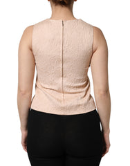 Dolce & Gabbana Beige Floral Embroidery Sleeveless Tank Top