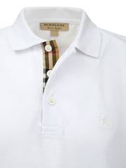 Burberry White Cotton Collared Polo Shirt