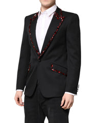 Dolce & Gabbana Black SICILIA CrystalEmbellished Coat Blazer