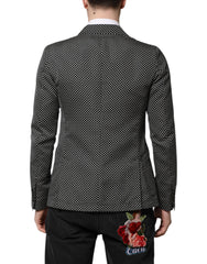 Dolce & Gabbana Black White Patterned Men Suit Coat Blazer
