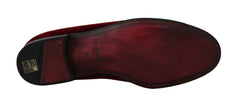 Dolce & Gabbana Bordeaux Velvet Sequined Men's Loafers