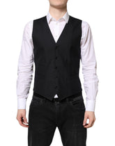 Dolce & Gabbana Black Wool Waistcoat Dress Formal Vest