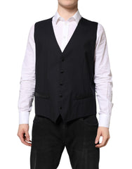 Dolce & Gabbana Black Wool Waistcoat Dress Formal Vest