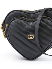 Gucci Black Leather Mini Heart Crossbody Bag